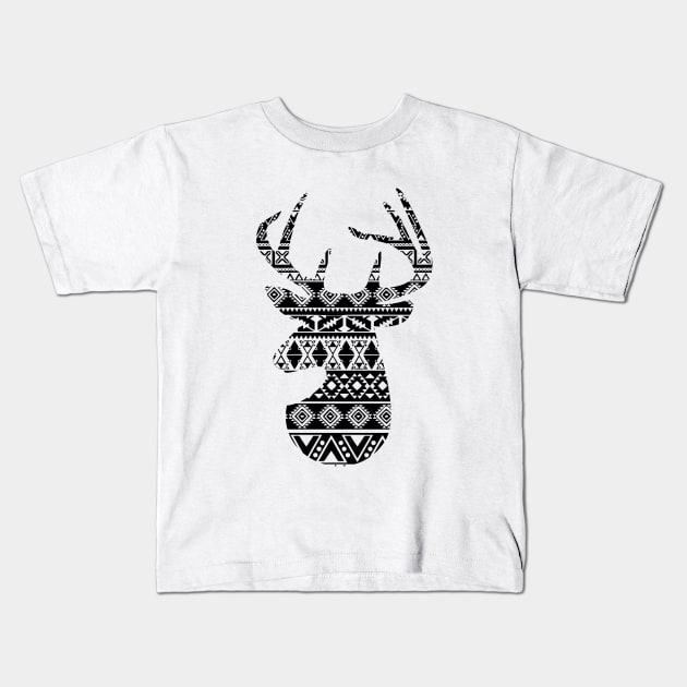 Big Buck Series: Patterned Buck Head Kids T-Shirt by Jarecrow 